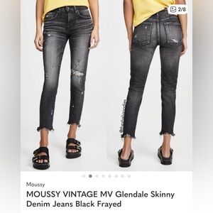 Moussy Charcoal Distressed Ankle Jeans Size 25 Exellent Condition